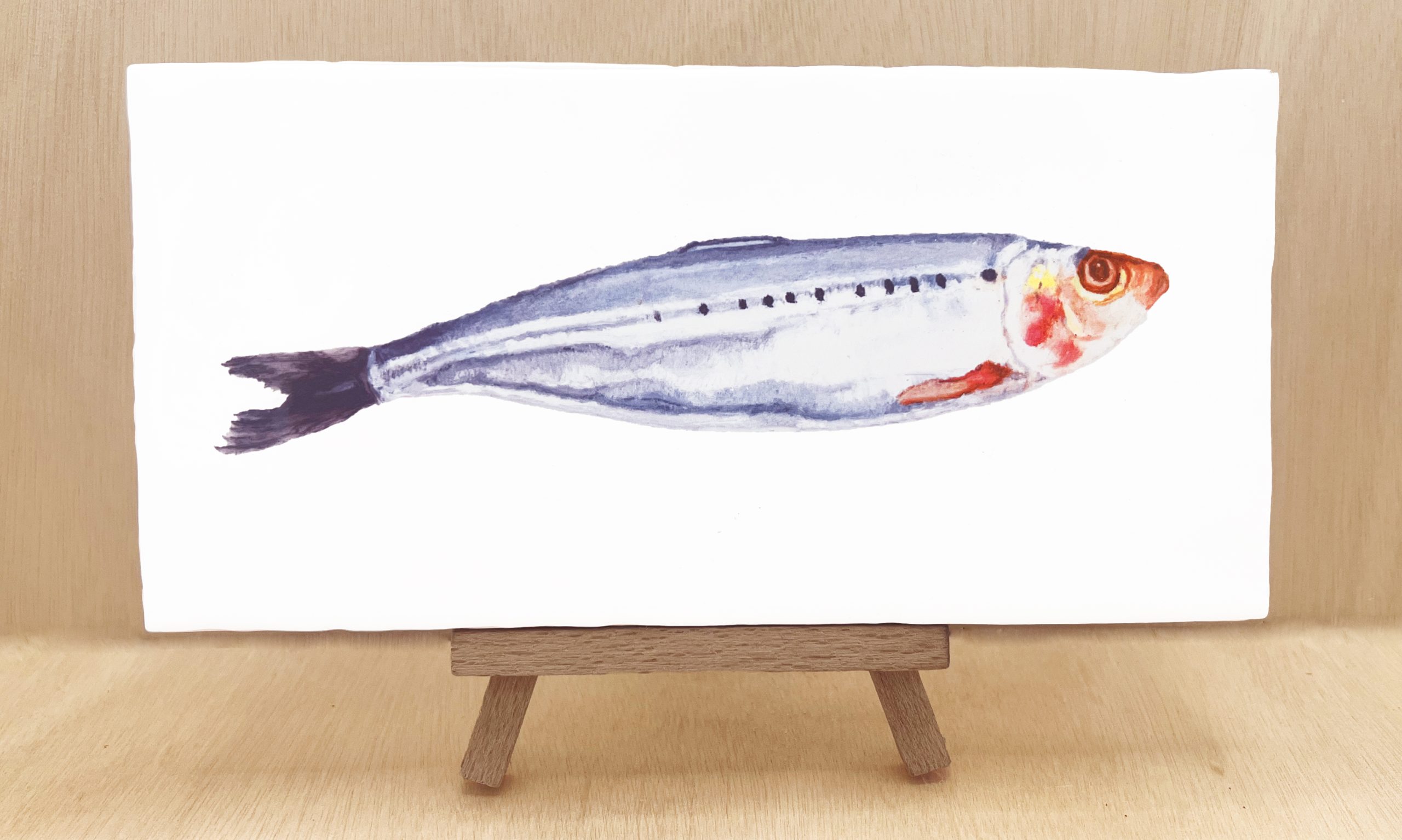 Sardine 20 x 10 cm op mini ezel kopie